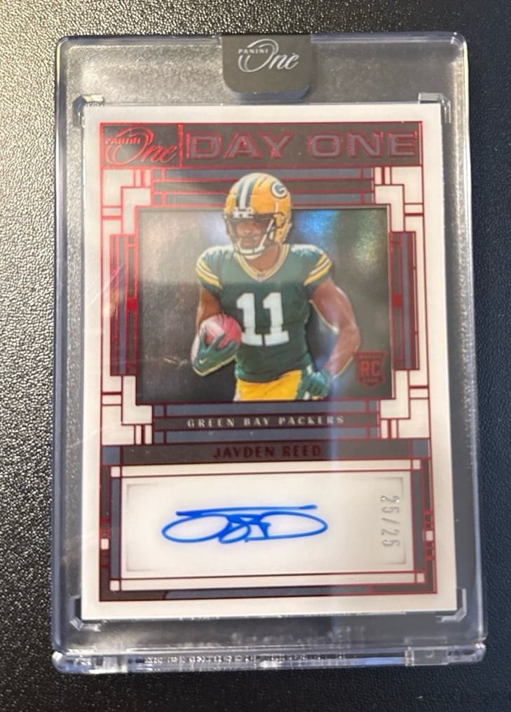 Jayden Reed 2023 Panini One Day Red Prizm RC Auto /25 Rookie Autograph