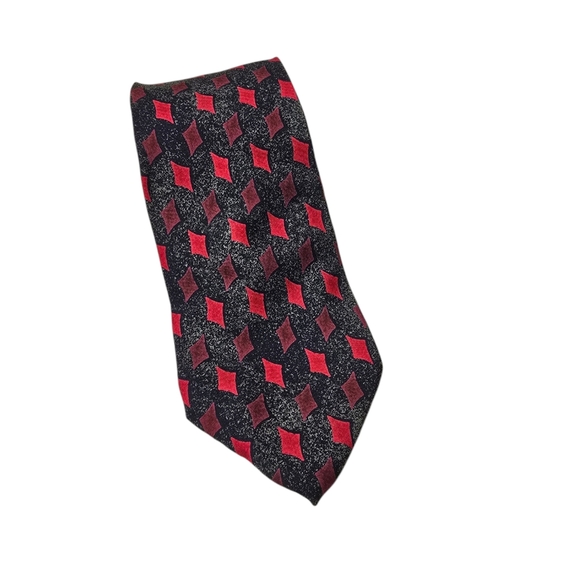 Ermenegildo Zegna Red Diamond Gray Silk Tie