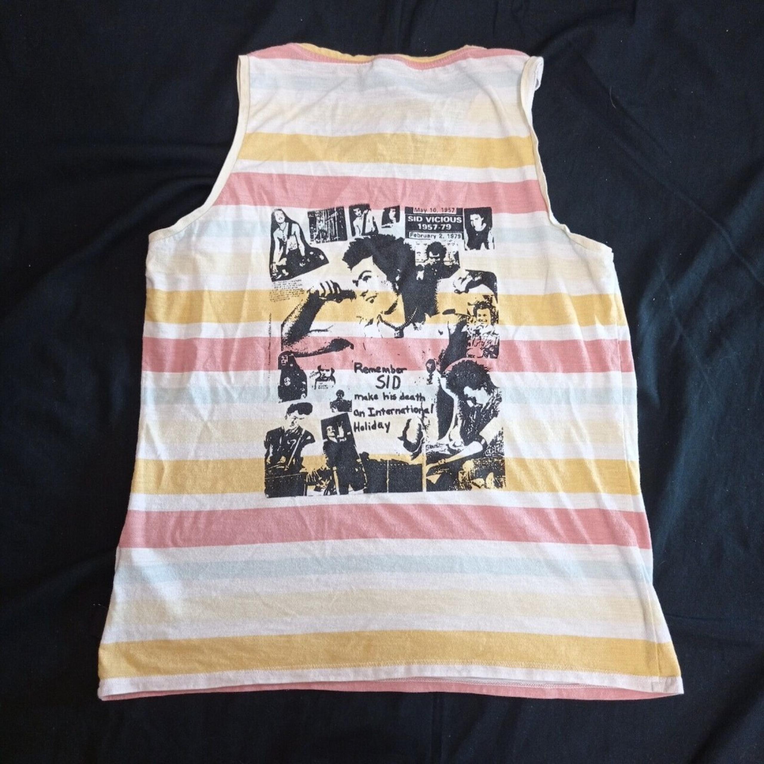 Patagonia Tank Top Womens Medium Sunset Stripe Yellow Sex Pistols Sid Vicious