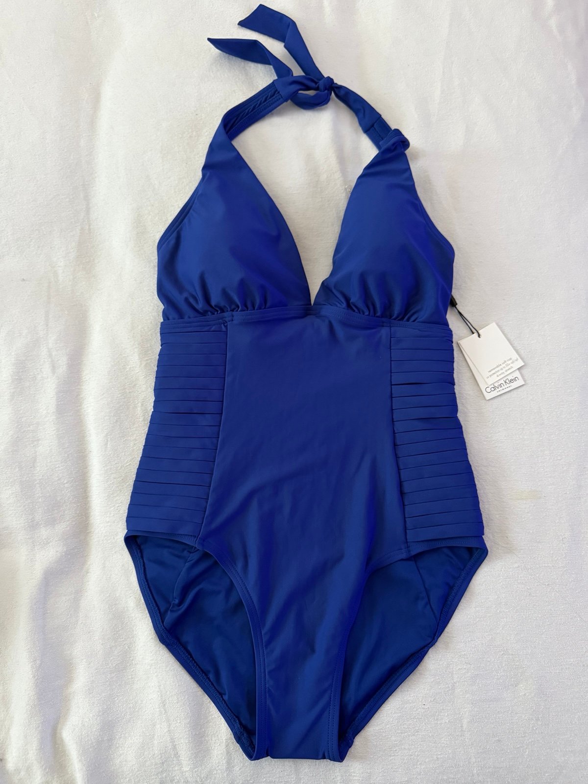 NEW Calvin Klein Swimsuit Women's One Piece Atlantis CK Swimsuit Blue Size 8