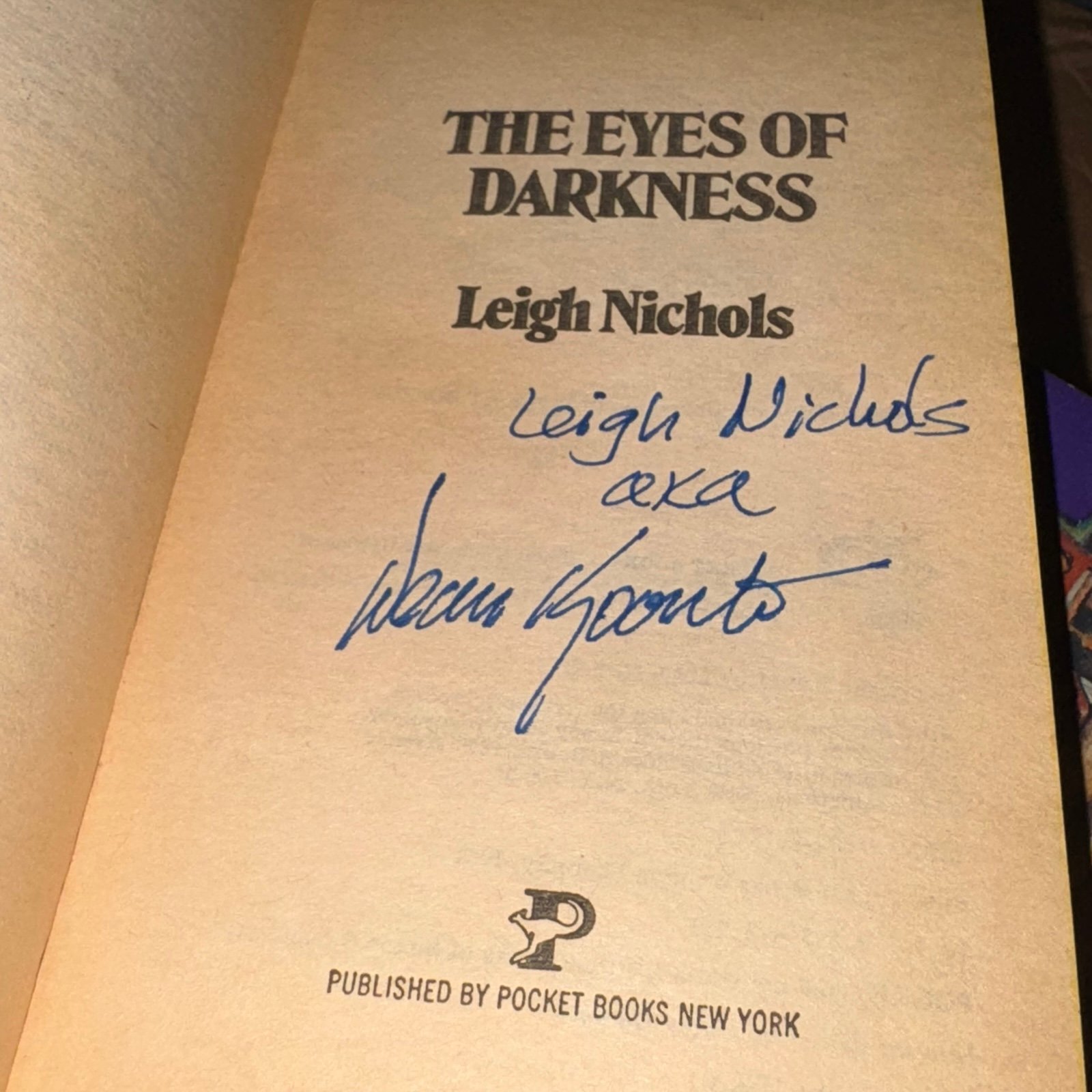 THE EYES OF DARKNESS SIGNED LEIGH NICHOLS AKA DEAN KOONTZ