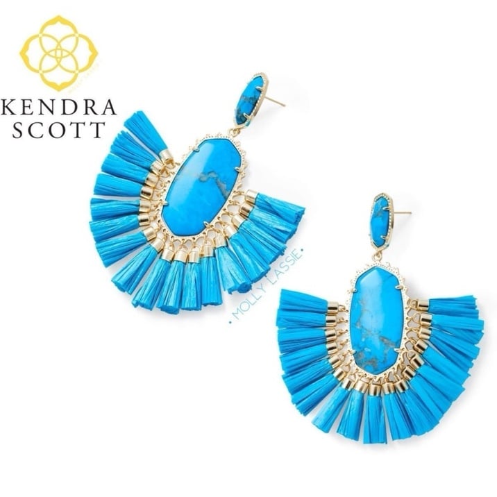 KENDRA SCOTT CRISTINA EARRINGS TURQUOISE TASSEL — NEW WITH TAG