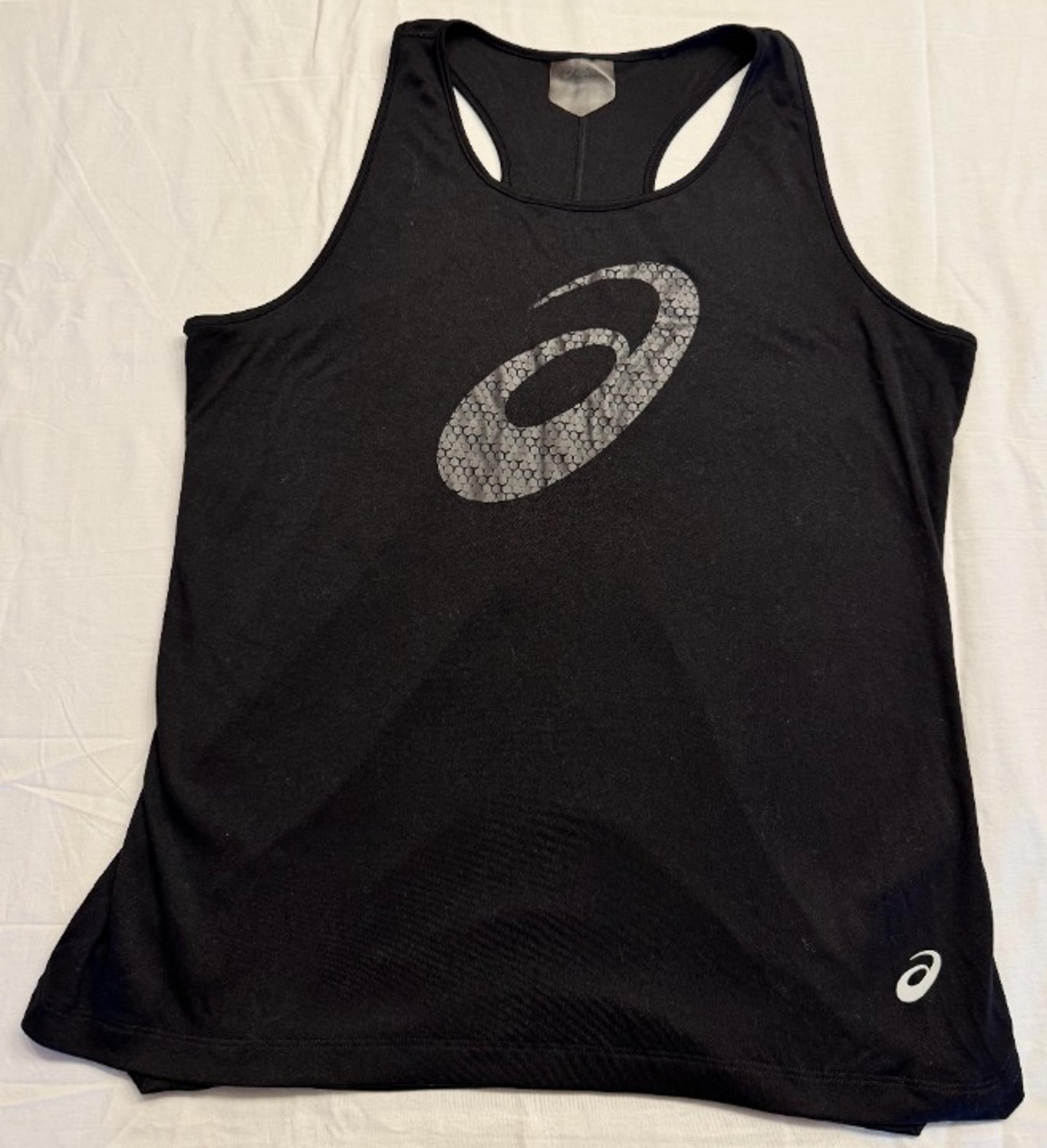 Used Womens Black Asics Front Logo Athletic Tank Top Large