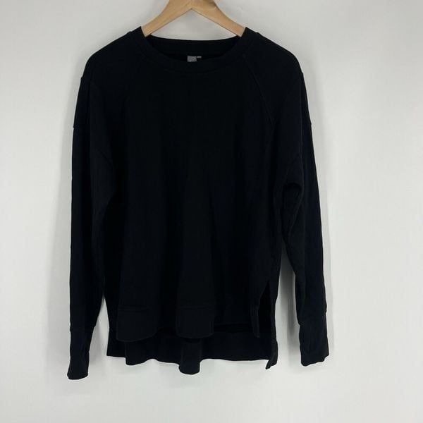 Sweaty Betty Sweatshirt Size Medium Womens Black After Class Oversized Split Hem