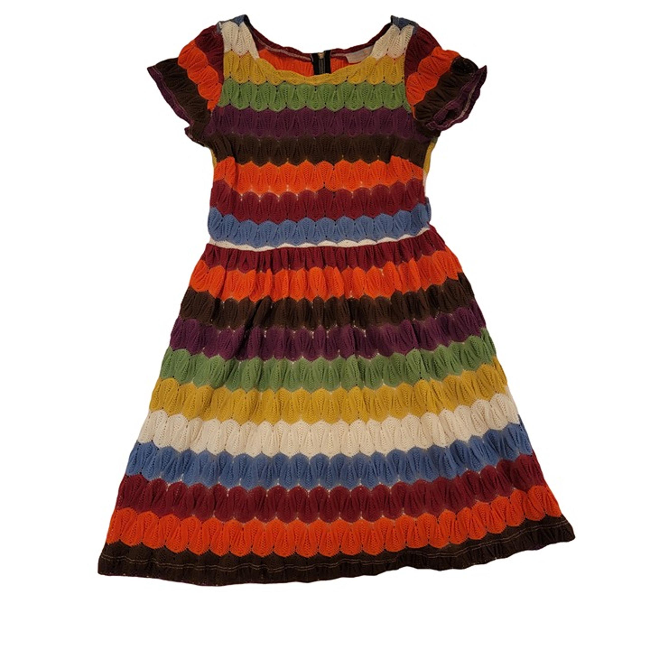 Audrey 3+1 Knit Dress Size Small Multi-Color Striped Colorful Rainbow Boho