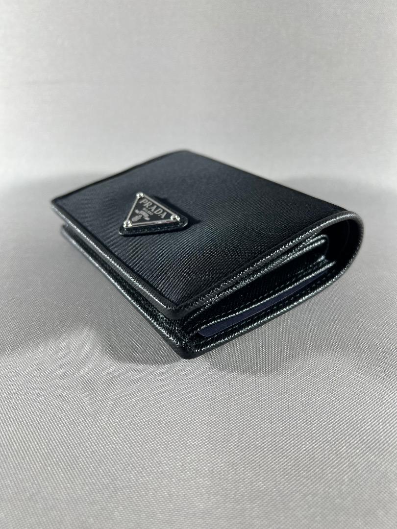 PRADA Nylon x Saffiano Bifold Wallet with Triangle Logo