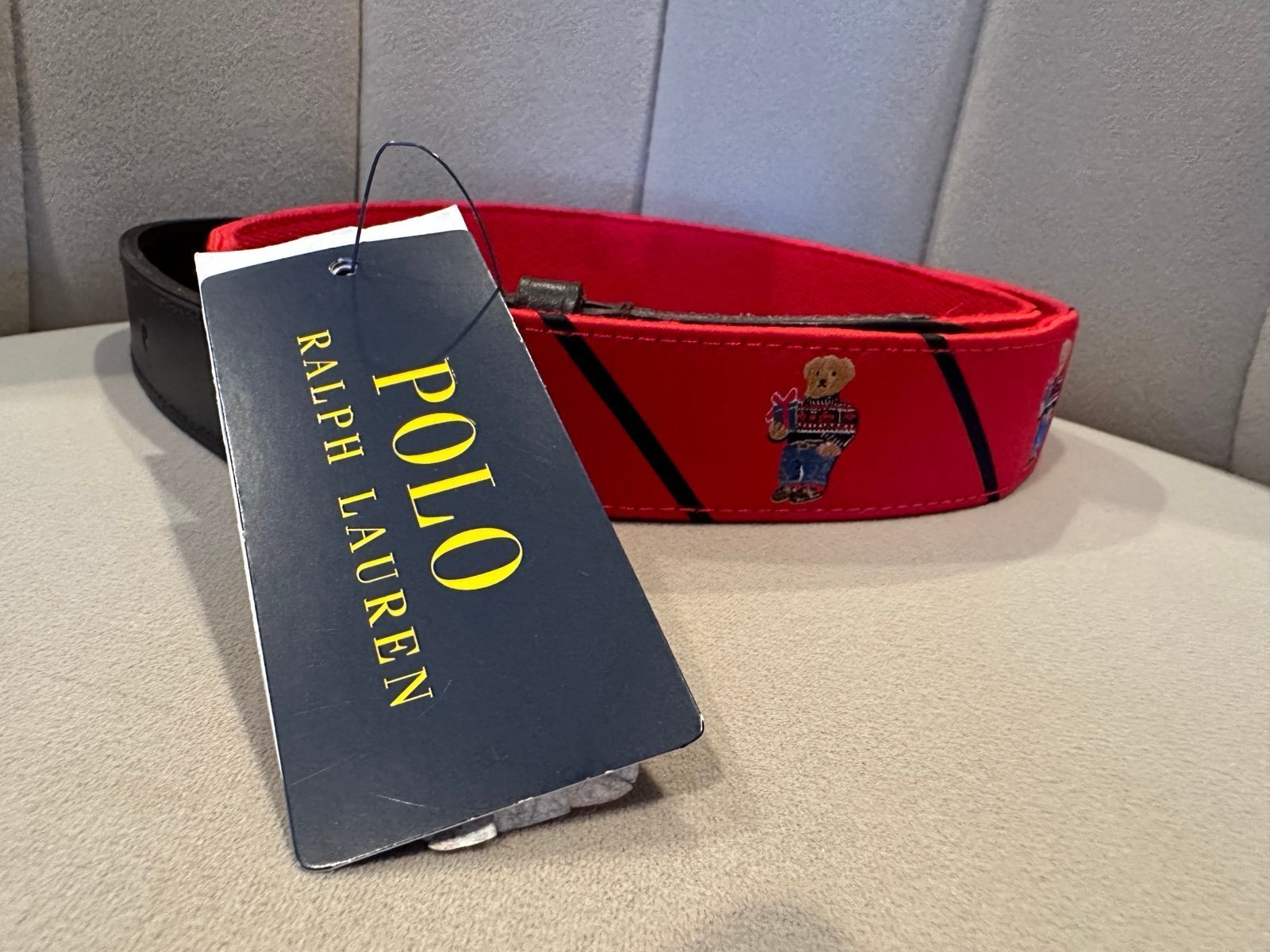 Authentic red Ralph Lauren polo bear belt men’s 36