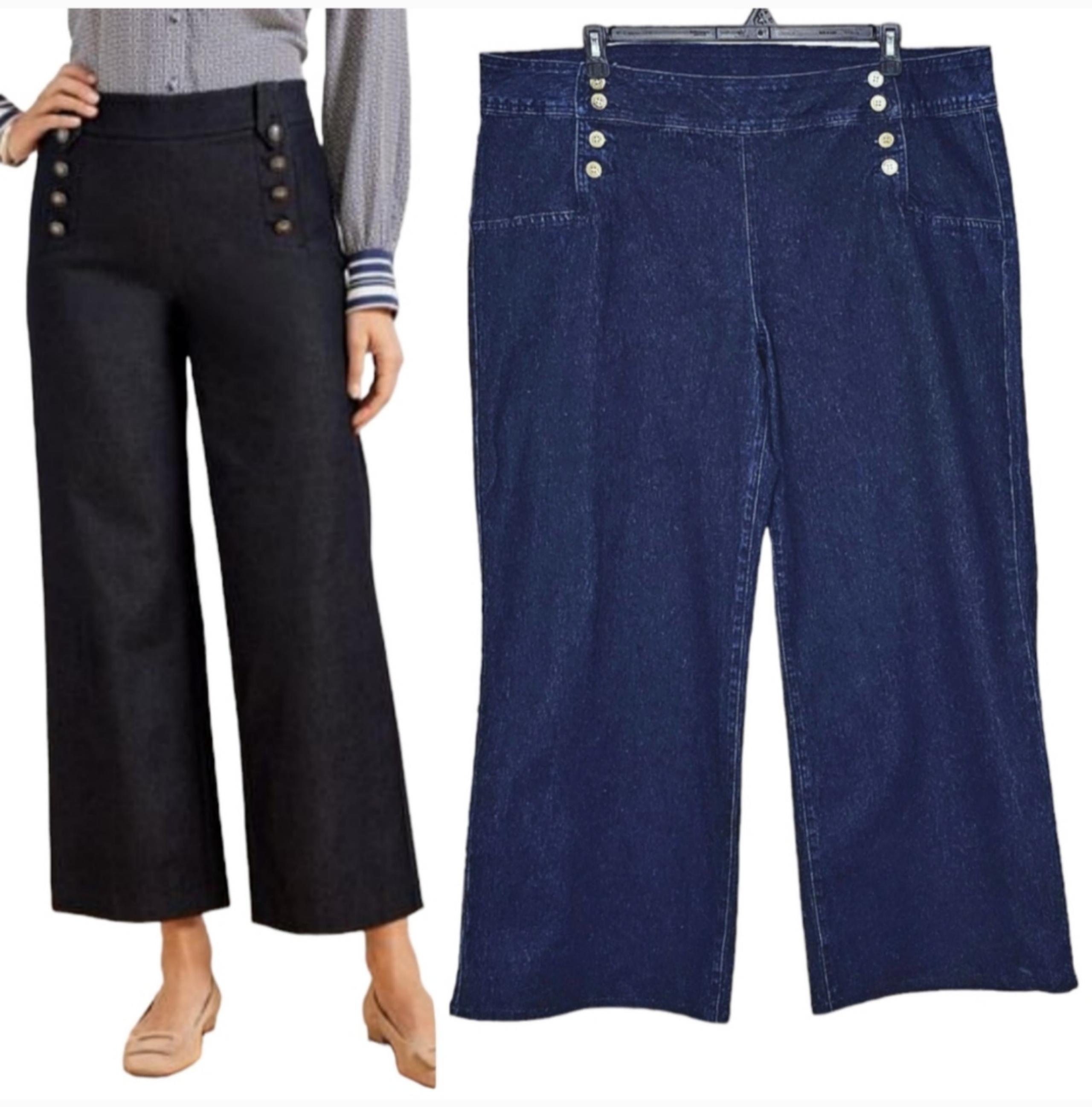 NWT DG2 by Diane Gilman Wide Leg Sailor Crop Jeans - 24W