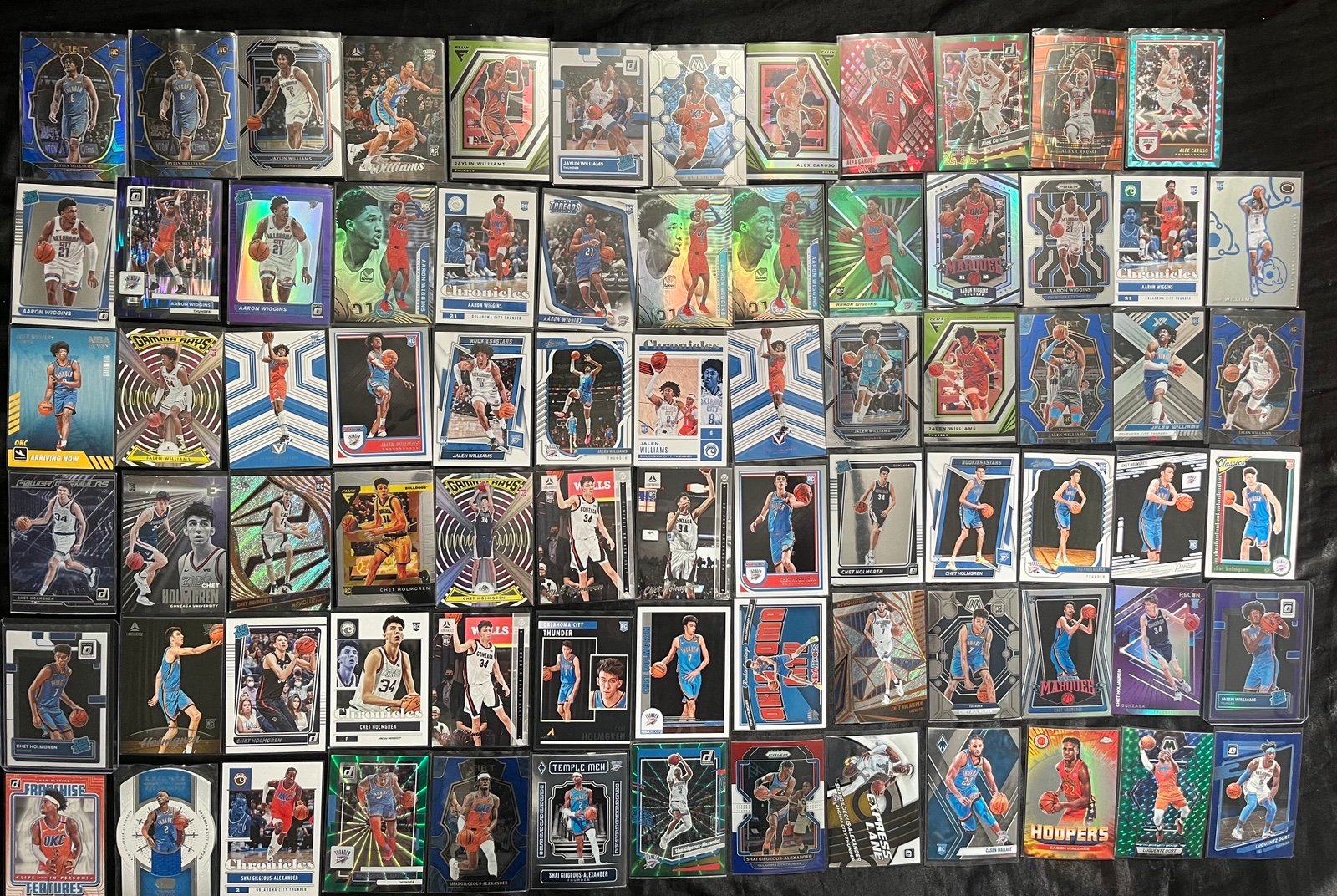77 card OKC Thunder RC / Insert / Parallel Lot. SGA game used Chet J Dub