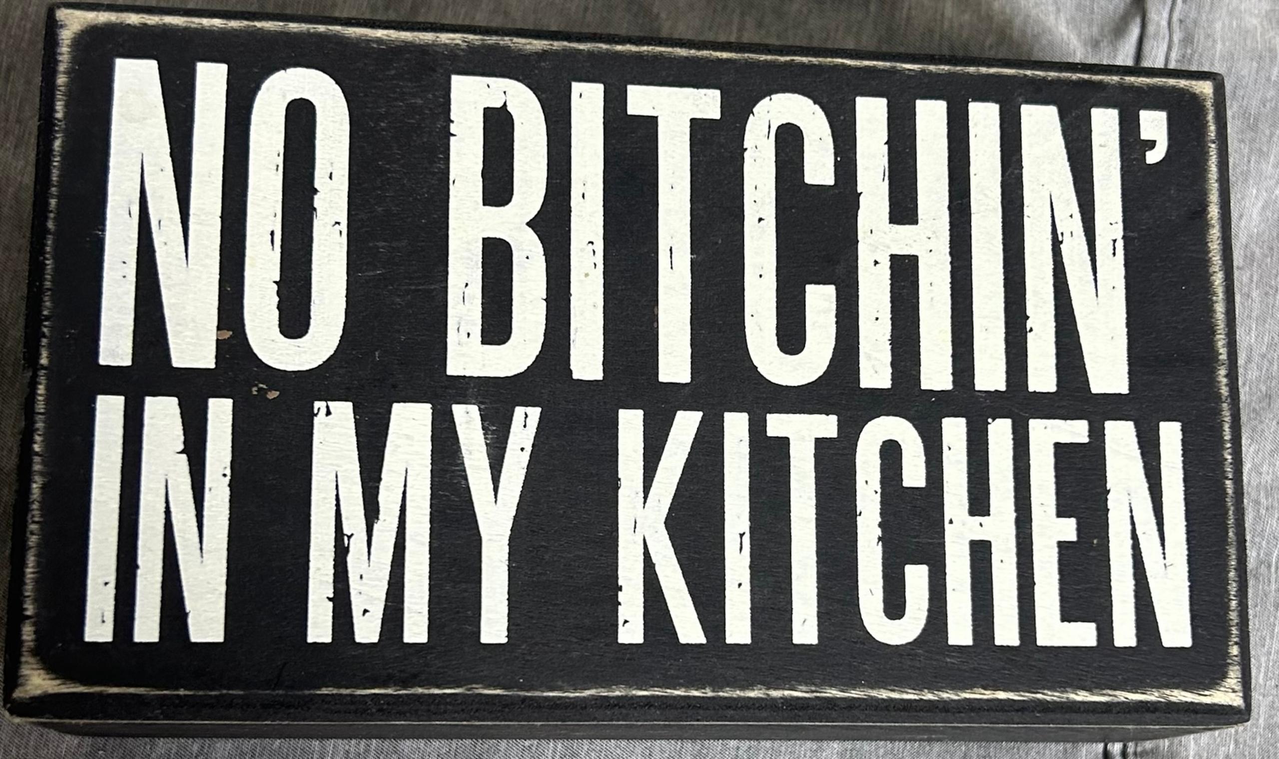 Primitives by Kathy No Butchin’ In My Kitchen Box Sign Rustic Home Decor Humor