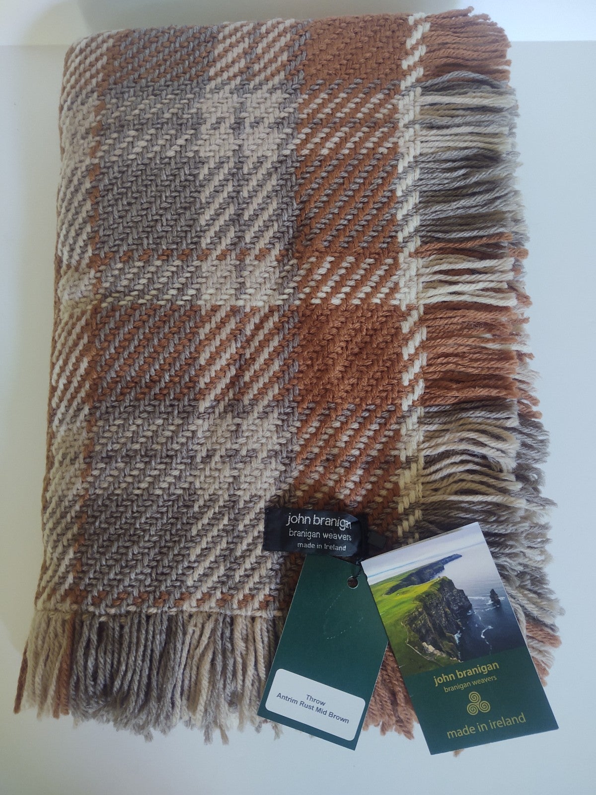 Branigan Weavers Antrim Rust Mid Brown Wool Handmade Throw