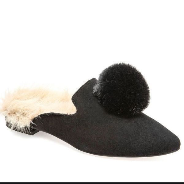 Silent D Catplo Faux Fur Mule in Black Micro Suede Size US 6.5 NEW