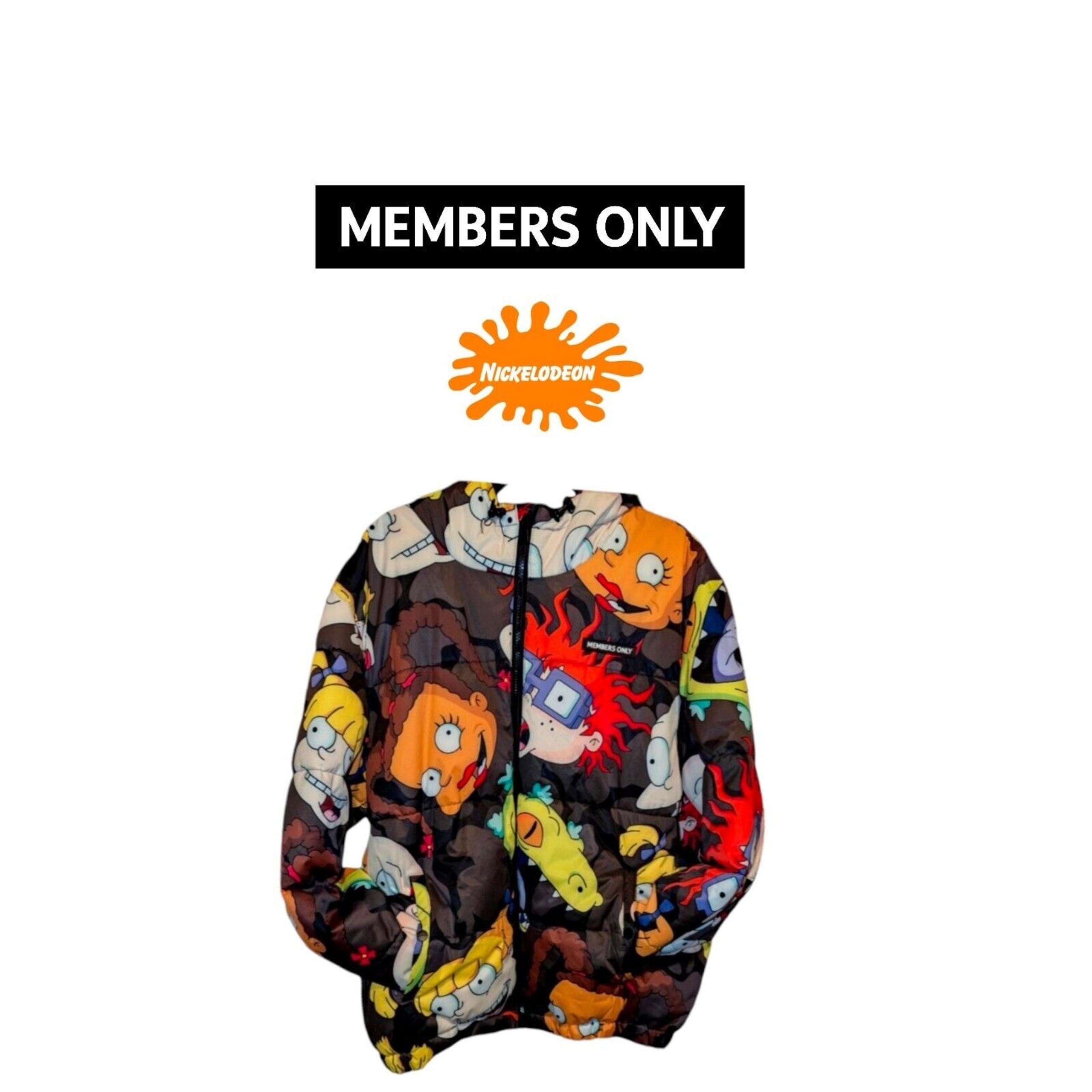 NWOT Mens X Rugrats Nickelodeon Puffer Jacket All Over Print XL - Members Only