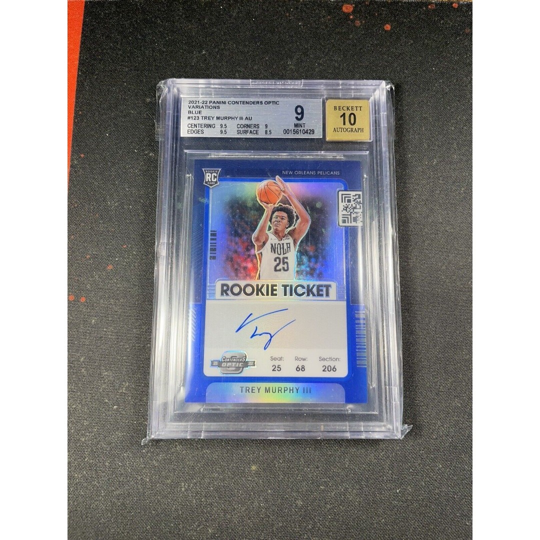2021-22 Contenders Optic Trey Murphy III Rookie Variation Blue Auto /35 BGS 9