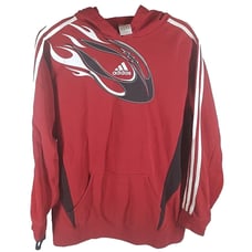 Vtg 2000s Adidas Fire Football Hoodie Winter Sweatshirt Sz XL With Thumb Holes