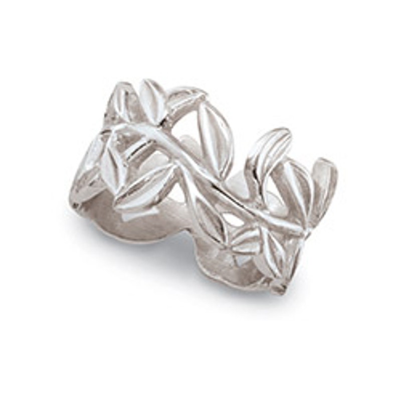 BRAND NEW Sterling Silver Wide Band Leaf Ring Size 9
