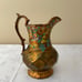 Antique Hand Painted Copper Luster Pitcher With Flowers And Bird Design