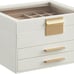 Jewelry Box with Glass Lid, 3-Layer Jewelry Organizer White and Gold Color