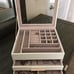 Jewelry Box with Glass Lid, 3-Layer Jewelry Organizer White and Gold Color