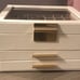 Jewelry Box with Glass Lid, 3-Layer Jewelry Organizer White and Gold Color