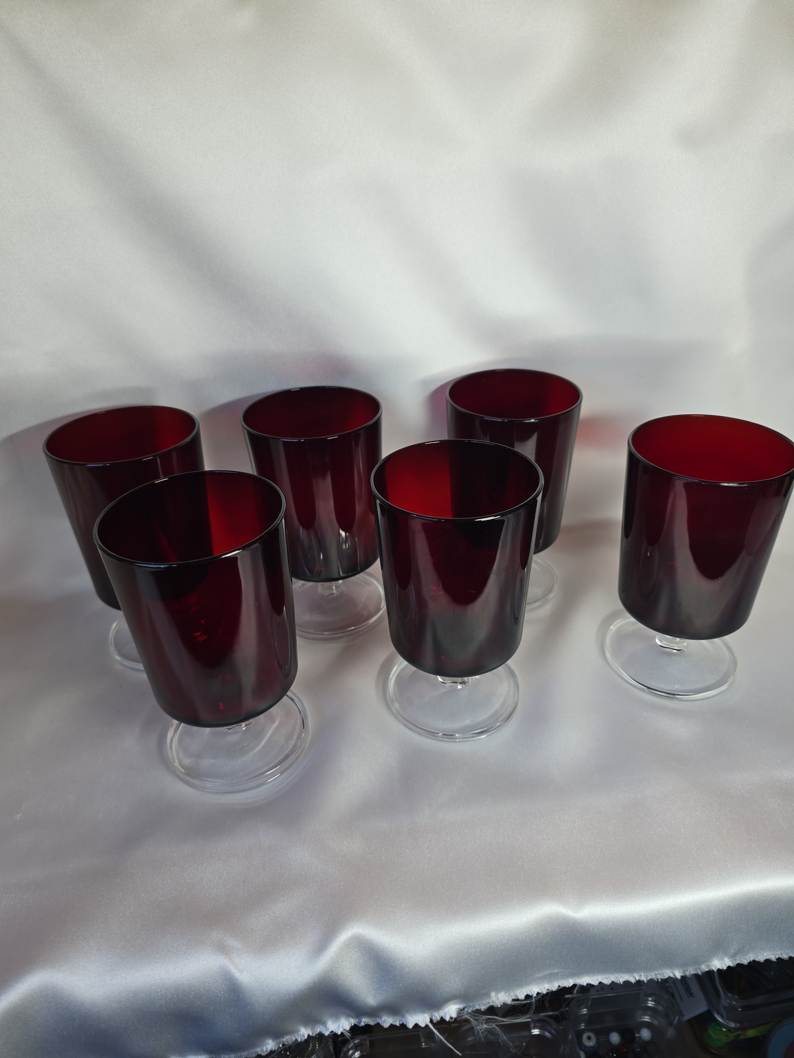 Set of 6 Vintage Water Goblets Cavalier Ruby Red
