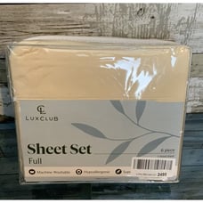 LuxClub 6 PC Full Size Cream Sheet Set Breathable Luxury Bed Sheets
