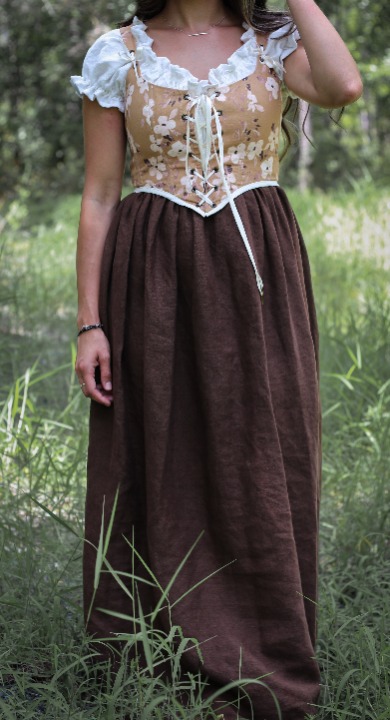 Brown Linen Renfaire Skirt from Fox & Fern Atelier - Size Medium