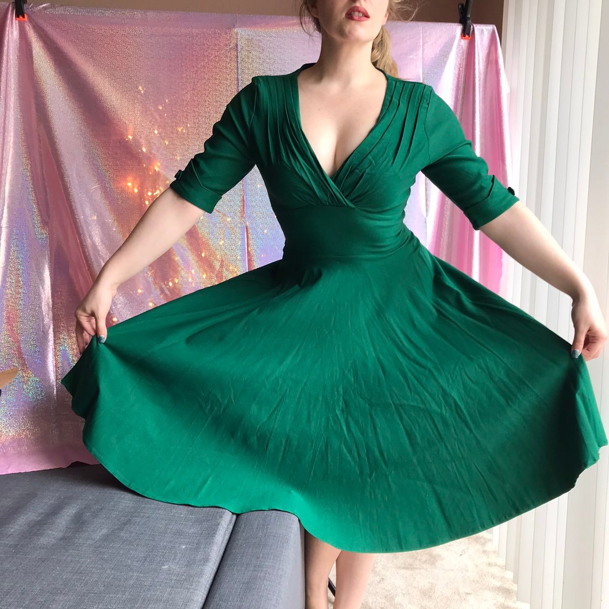 Unique Vintage Emerald Fit & Flare Dress