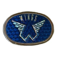 Vintage 1977 Wings Rock Band Belt Buckle Blue Collectible