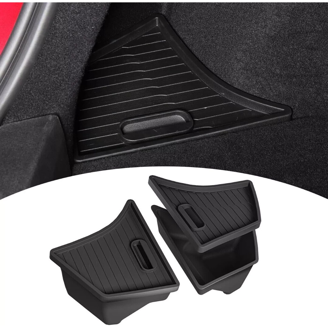 PUOENI 2024-25 Model 3 Rear Trunk Storage Bins w/Lids for Tesla Model 3
