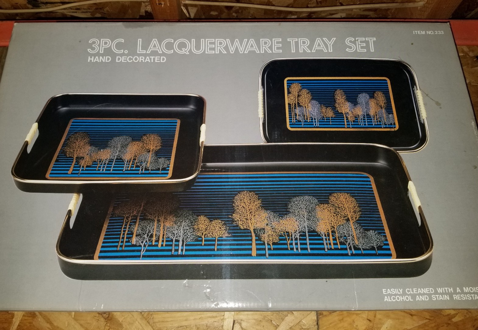 3 piece lacquerware tray set