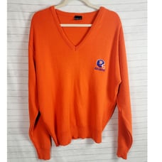 VINTAGE DENVER BRONCOS GARAN V-NECK SWEATER IN ORANGE, SZ XL