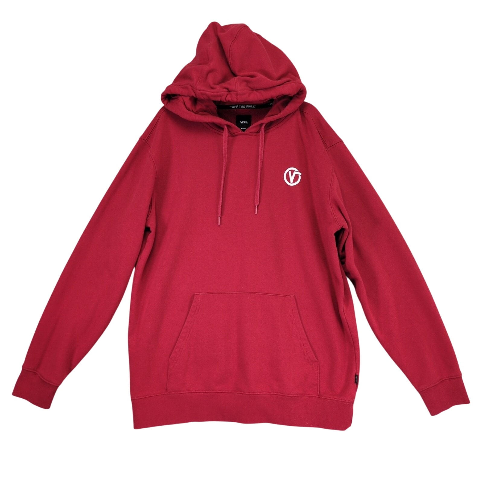 Vans Off The Wall Men's M Red Fleece Pullover Hoodie, Keep The Peace Skater