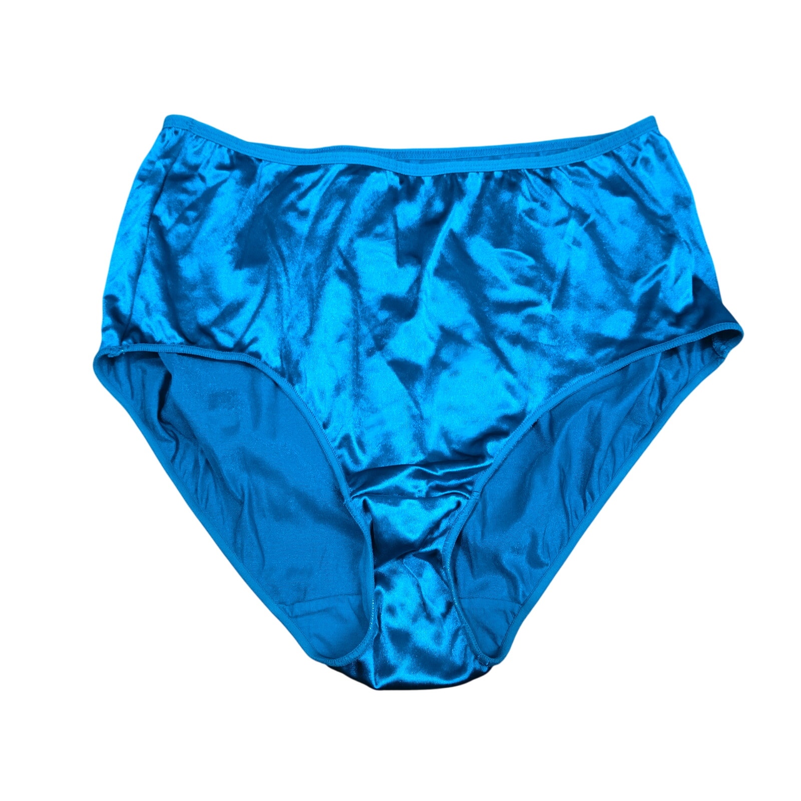 Vintage Hanes Shiny Second Skin Satin Glossy Panties Briefs Size 7 L Blue Glossy