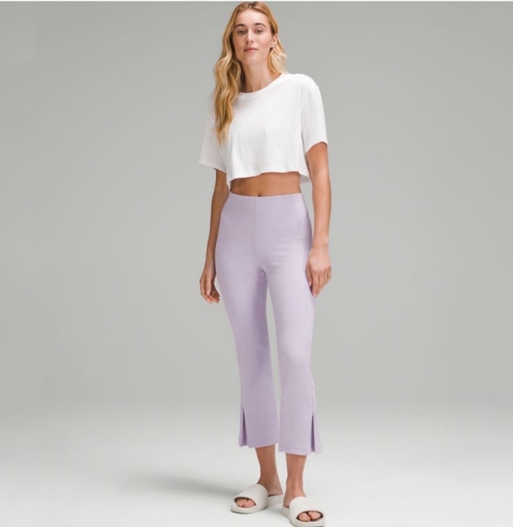 Lululemon Ribbed Softstreme Zip-Leg High-Rise Cropped Pant 25 Lilac Ether
