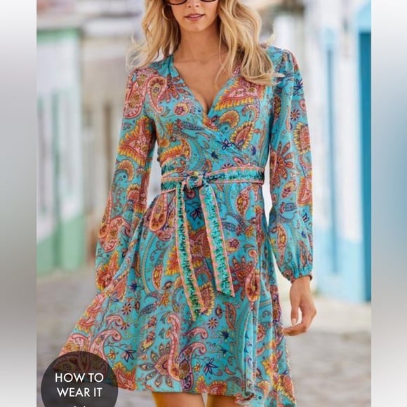 New Listing Boston proper Beach Paisley Embellished Printed Wrap Dress NWT XXS