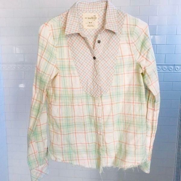Free people button down flannel plaid sh