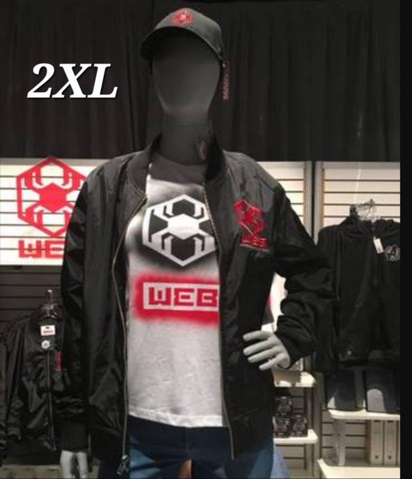 D23 Avengers Campus Marvel WEB Suppliers Spider-Man Bomber Jacket Sz 2XL NWT
