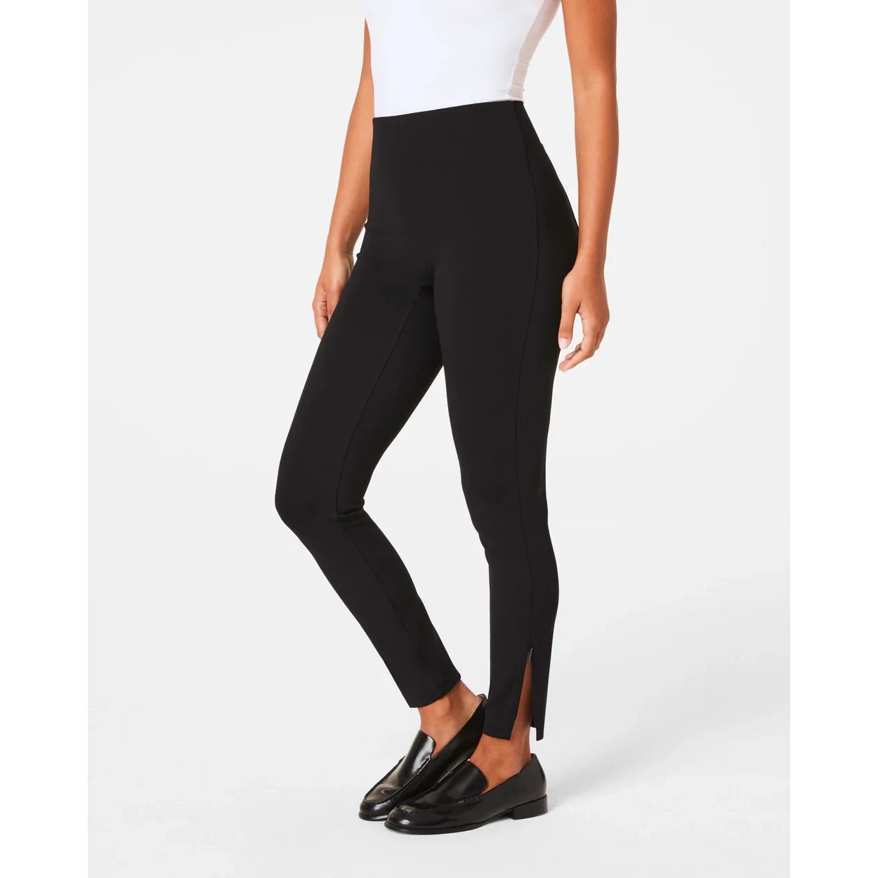 SPANX PerfectFit Ponte Zip Legging Black Sz Sm Petite Slimming Stretch