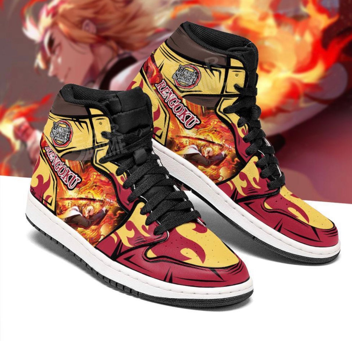 Demon slayer Rengoku anime sneakers custom AJ1 artwork shoes size 12M