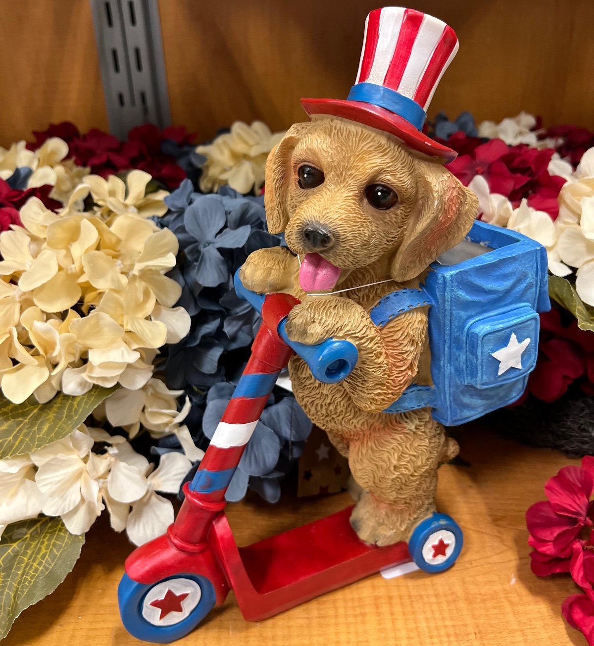 Patriotic Goldendoodle fourth of july statue