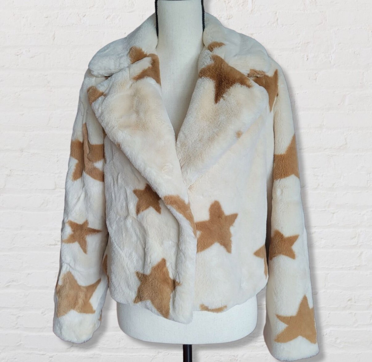 Teddy coat jacket ivory star pattern S size William B