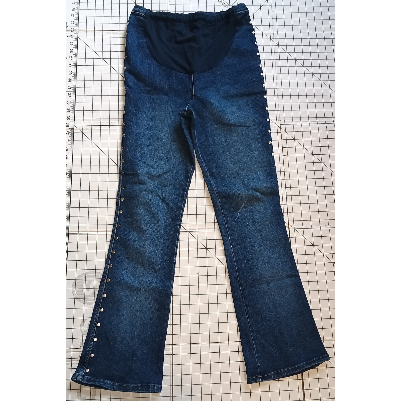 Motherhood Vintage Y2K Blue Stretch Denim Stud Detail Maternity Bootcut Jeans M