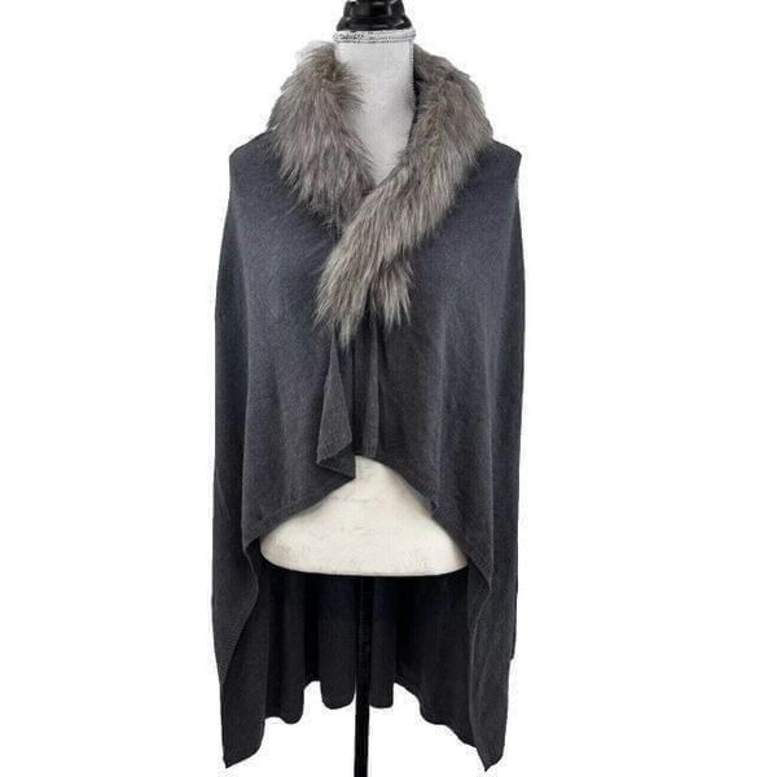 Boston Proper Faux Fur Sweater Cardigan  Size Small