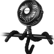 AMACOOL Battery Operated Stroller Fan Flexible Tripod Clip On Fan with 3 Speeds