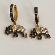 925 silver elephant cz gold earrings