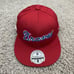 Atlanta Braves Hat Fitted 8 M&N Red Mesh BP Blue Script Side Patch Cap NWT