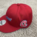 Atlanta Braves Hat Fitted 8 M&N Red Mesh BP Blue Script Side Patch Cap NWT