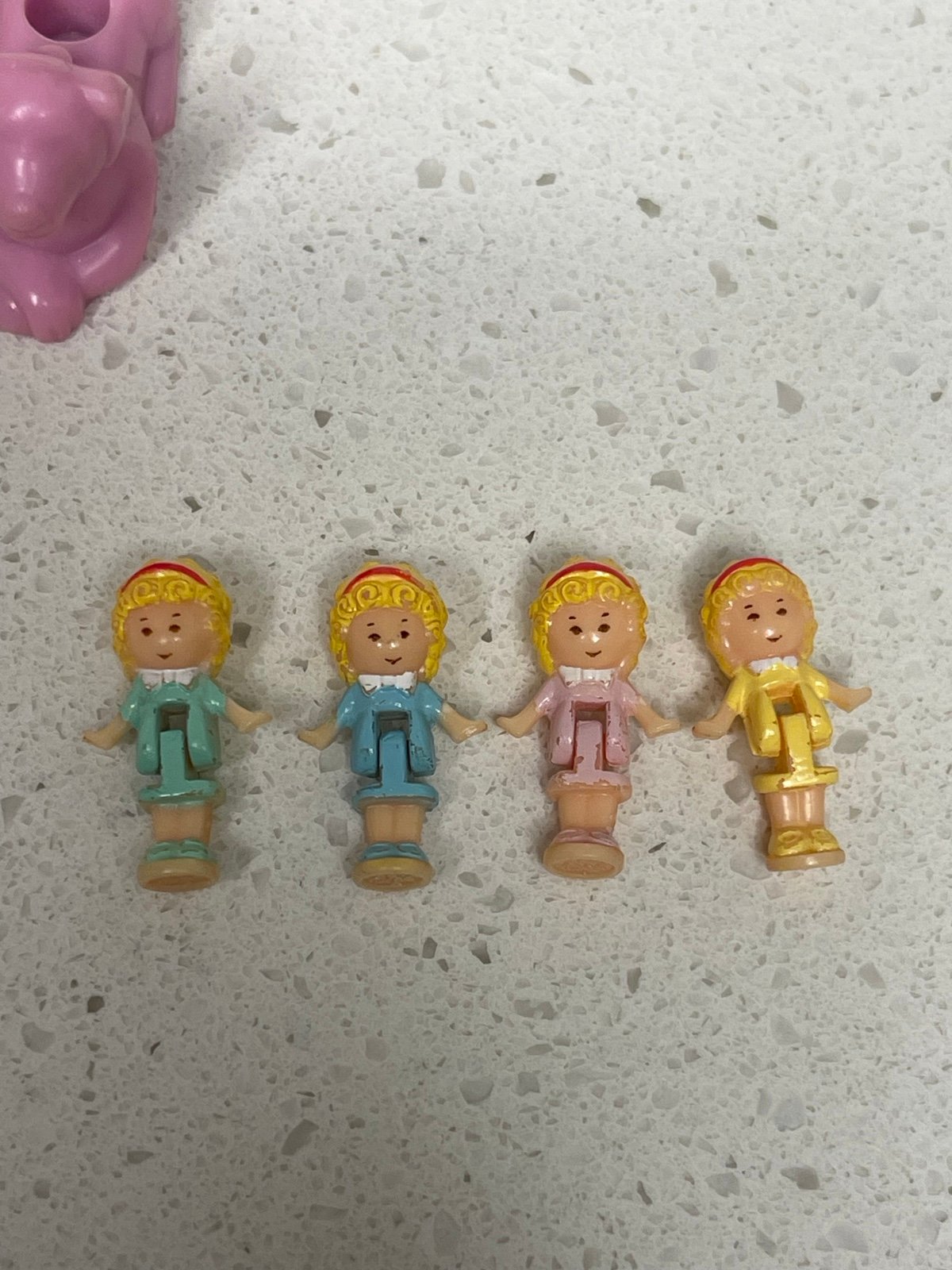 Vintage 1989 Polly Pocket Curly Blonde Hair (4) & Let’s Party game pieces