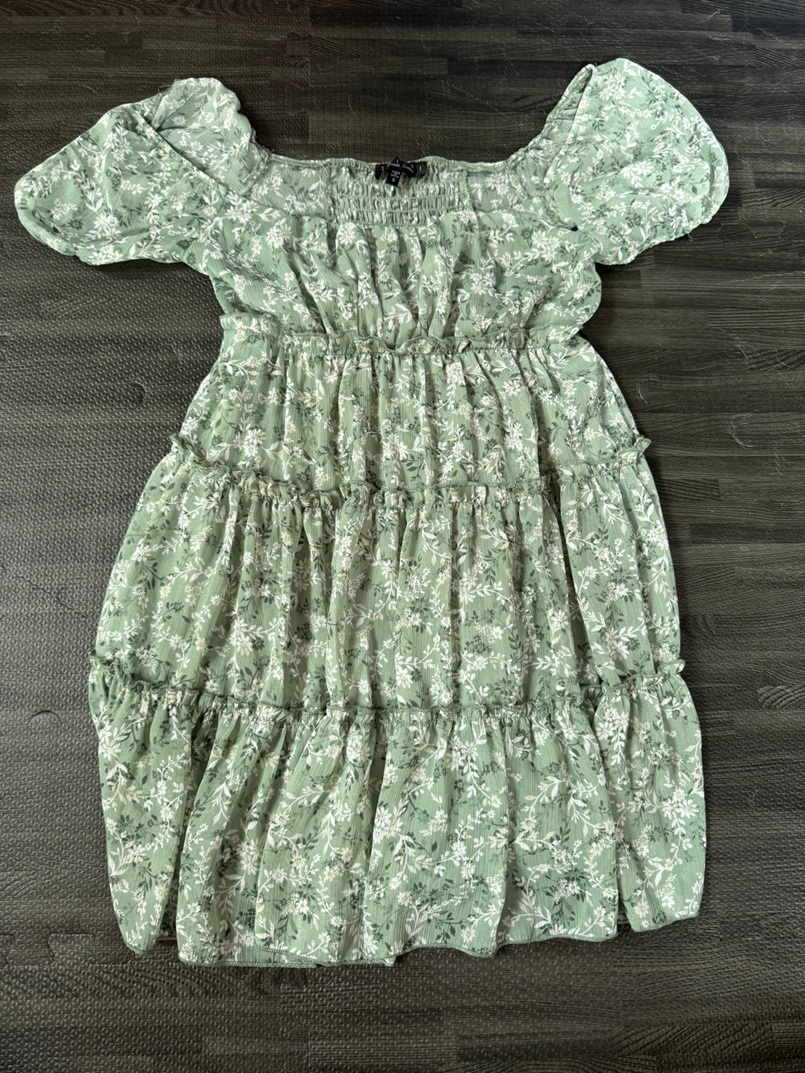 TRIXXI Dress Size Small A-Line Floral Smocked Puff Sleeve Mini Tiered Lined